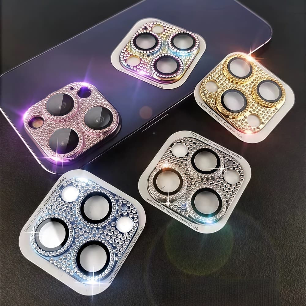 GOODSparkling Diamond เลนส์หรูหรา For iPhone 16 15 14 13 11 12 Pro Max 16Plus กล้องแหวนแก้วเลนส์โทรศัพท์ป้องกันฟิล์ม รูปที่ 4