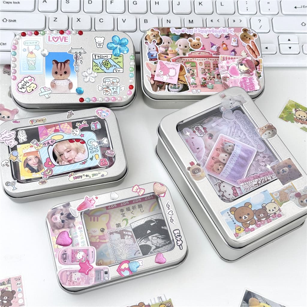 กล่องดีบุกเงิน Flip Cover Case กล่องเหล็ก Mini Storage Box Desk Organizer รูปที่ 3