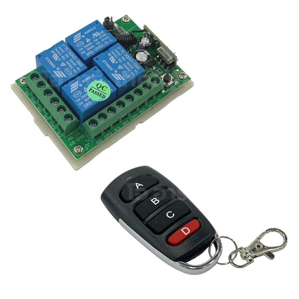 รีโมทควบคุม 4ปุ่ม พร้อมกล่อง 433MHz 12V/24V 4 Channel Relay Module Wireless Remote Control Switch กล่องควบคุมรีโมท 4ช่อง รูปที่ 7