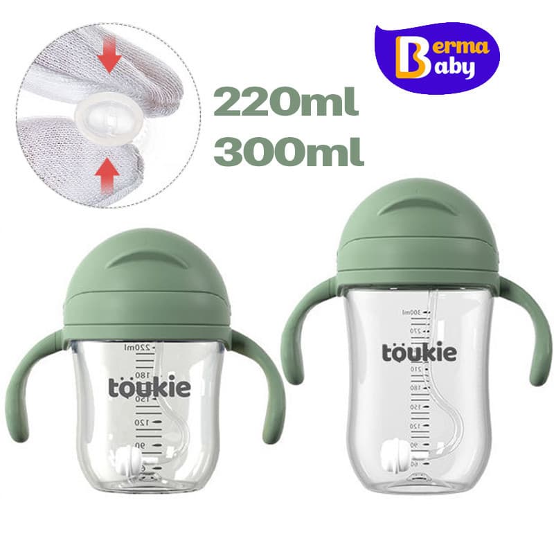 Berma Baby ขวดน้ำเด็ก แก้วหัดดื่มกันสำลัก หัดดื่มน้ำ 220ml 300ml หลอดกันสำลัก นอนดูดน้ำไม่หกต้ รูปที่ 1