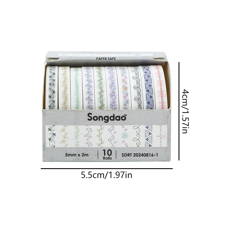 10 ม้วนกระชับ Grandenia Series เทปสติกเกอร์ตกแต่ง DIY วัสดุ Masking Tapes รูปที่ 3