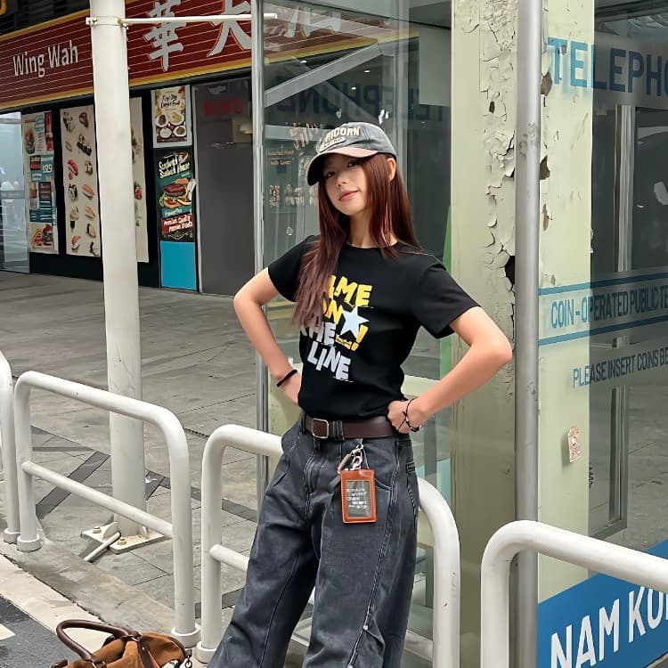 KYO ⭐ เสื้อเกาหลี ผู้หญิง "GAME ON Stars" พิมพ์ลาย ผ้าCOTTON โคตรนุ่ม สลิมฟิต เสื้อ rเสื้อทรงซ้อ เสื้อคอกลม รูปที่ 5