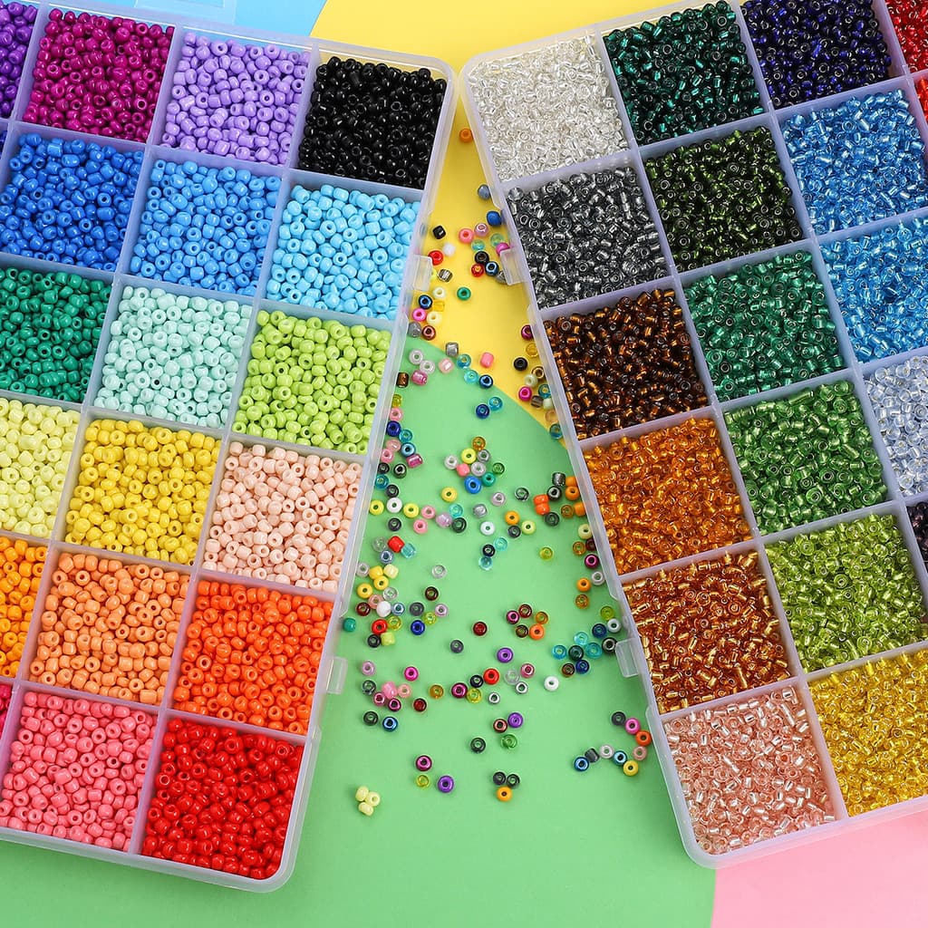สีทึบ/โปร่งใส/ไข่มุก/ครีมข้าวลูกปัดชุดกล่อง24สีลูกปัดวัสดุกล่อง3มิลลิเมตรข้าวลูกปัดชุดกล่อง ทําเอง ทําด้วยมือ รูปที่ 8
