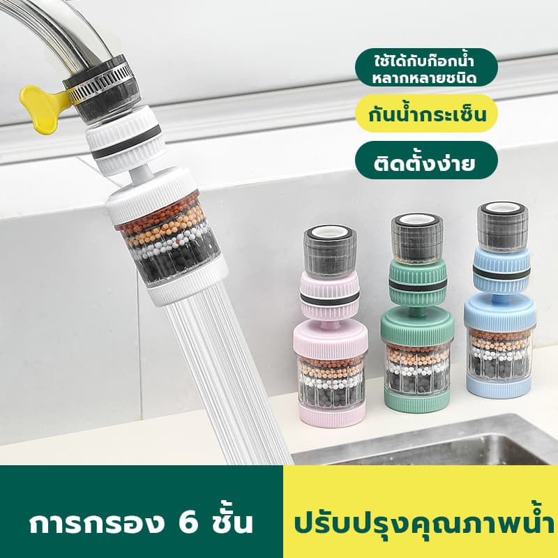 เครื่องกรองน้ำแบบก๊อกน้ำในครัวเรือน อินเทอร์เฟซหมุนได้ 360° สากล การกรอง 6 ชั้น คุณภาพน้ำที่ใสขึ้น การกรองน้ำประปา วัสดุ รูปที่ 4