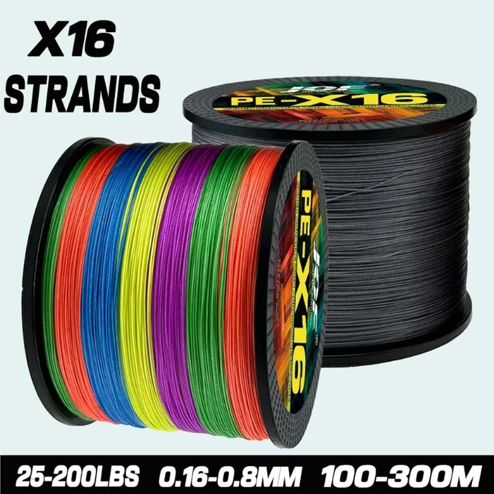Tali Pancing JOF ญี่ปุ่น 16Strands สายตกปลาถัก 300M 100M Multifilament PE Wire Fly Sea น้ําเค็มสาน Extreme Pesca 11.3-91KG Power PE สายตกปลา รูปที่ 1