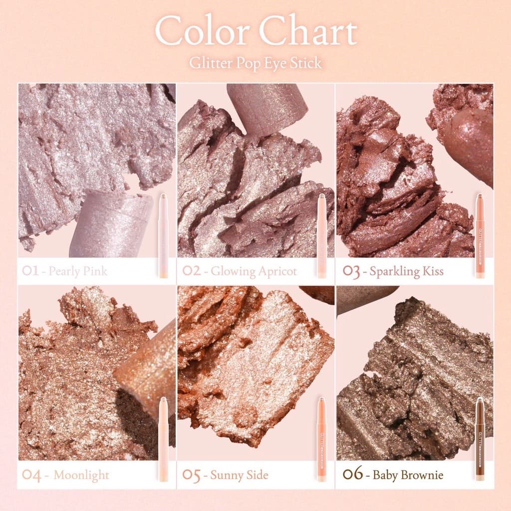 อายแชโดว์ แบบแท่ง เนื้อแมท เนื้อกลิตเตอร์ Meilinda Glitter & Matte Pop Eye Stick รูปที่ 7