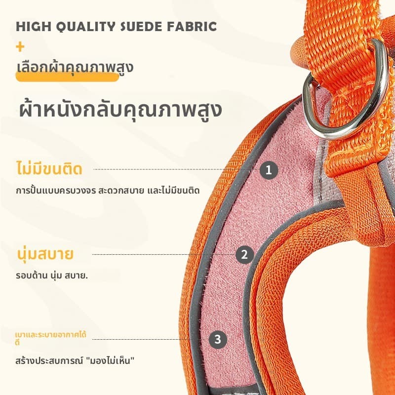 SKISOPGO สายจูงสัตว์เลี้ยง สายจูงแมวรัดอก เสื้อ เสื้อรัดอกแมว สะท้อนแสงกลางคืน ปรับระดับได้ รูปที่ 3