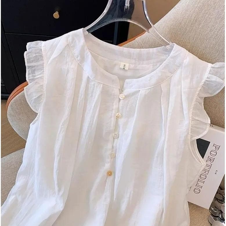 Dahong W641 เสื้อเชิ้ตผ้าชีฟองไซส์ใหญ่ สำหรับผู้หญิง เสื้อเชิ้ตทรงบาบี้อเนกประสงค์สำหรับฤดูร้อนดีไซน์เสื้อจีบ รูปที่ 7