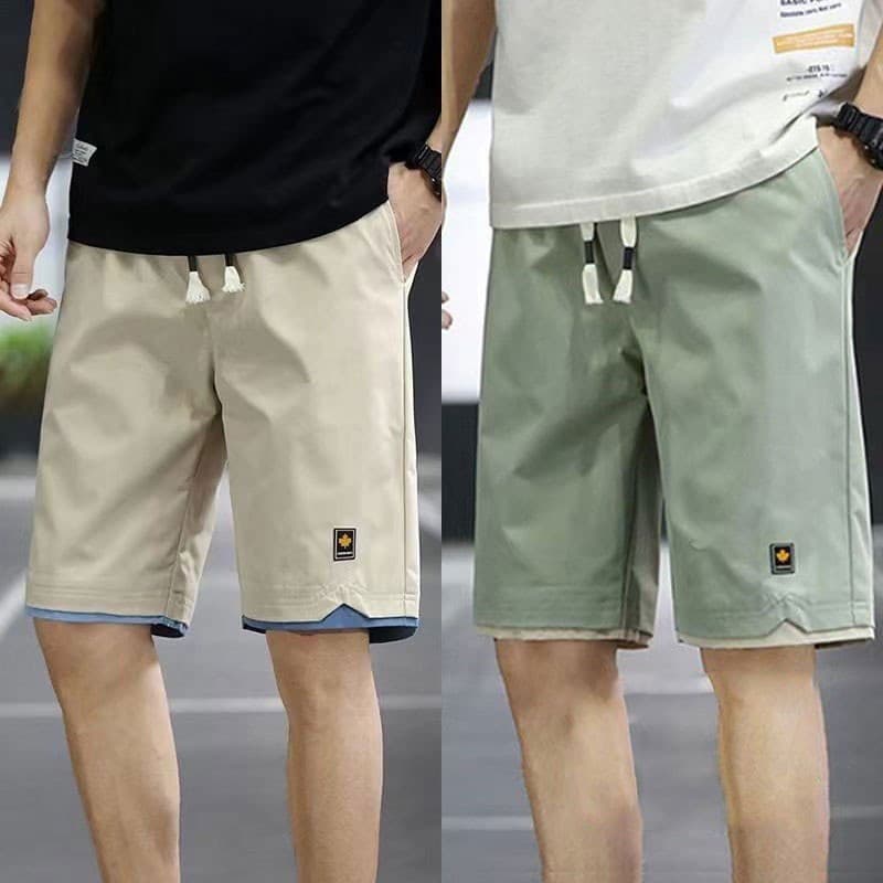 กางเกงขาสั้นแฟชั่นผู้ชายสีทึบ รูปที่ 3