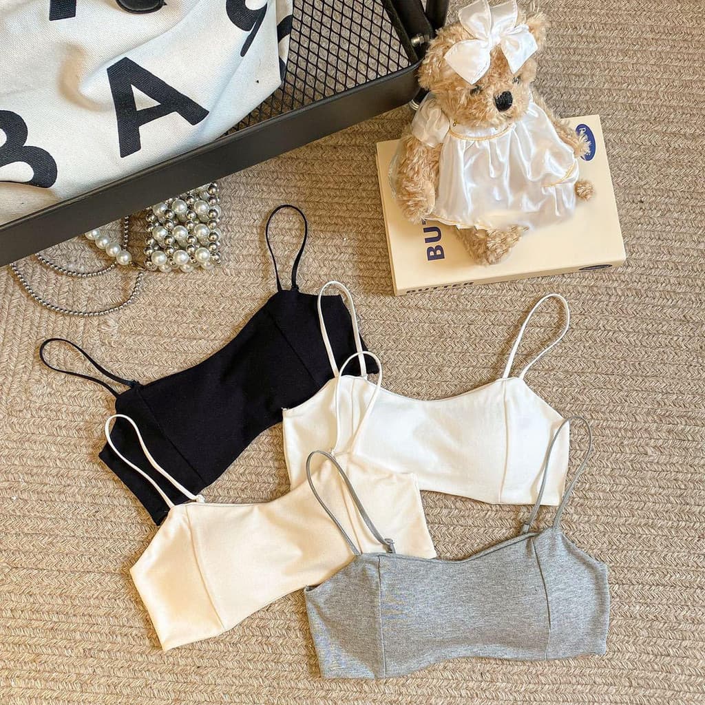 Bonnie​บราสายเดี่ยว มีฟองน้ำ ครอปสั้น สีพื้น เกาหลีน่ารัก เสื้อครอปสายเดี่ยว ทรงรัดตัว ใส่สบาย จากไทย รูปที่ 9