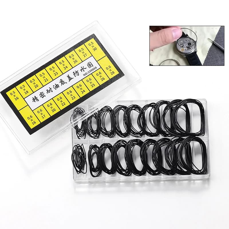 200 ชิ้นนาฬิกากลับกรณีกันน้ํา 0.5 มม./0.6 มม.แหวนยาง O-Ring ปะเก็นสําหรับช่างซ่อมนาฬิกาซ่อมเครื่องมือนาฬิกาอุปกรณ์เสริม รูปที่ 2
