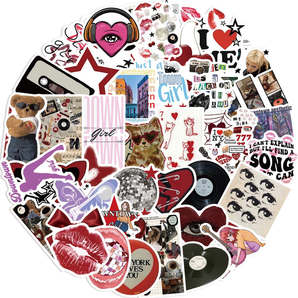 Downtown Y2K Girls INS sticker สติกเกอร์กันน้ำรูปแบบที่แตกต่างกัน 50ชิ้น รูปที่ 4