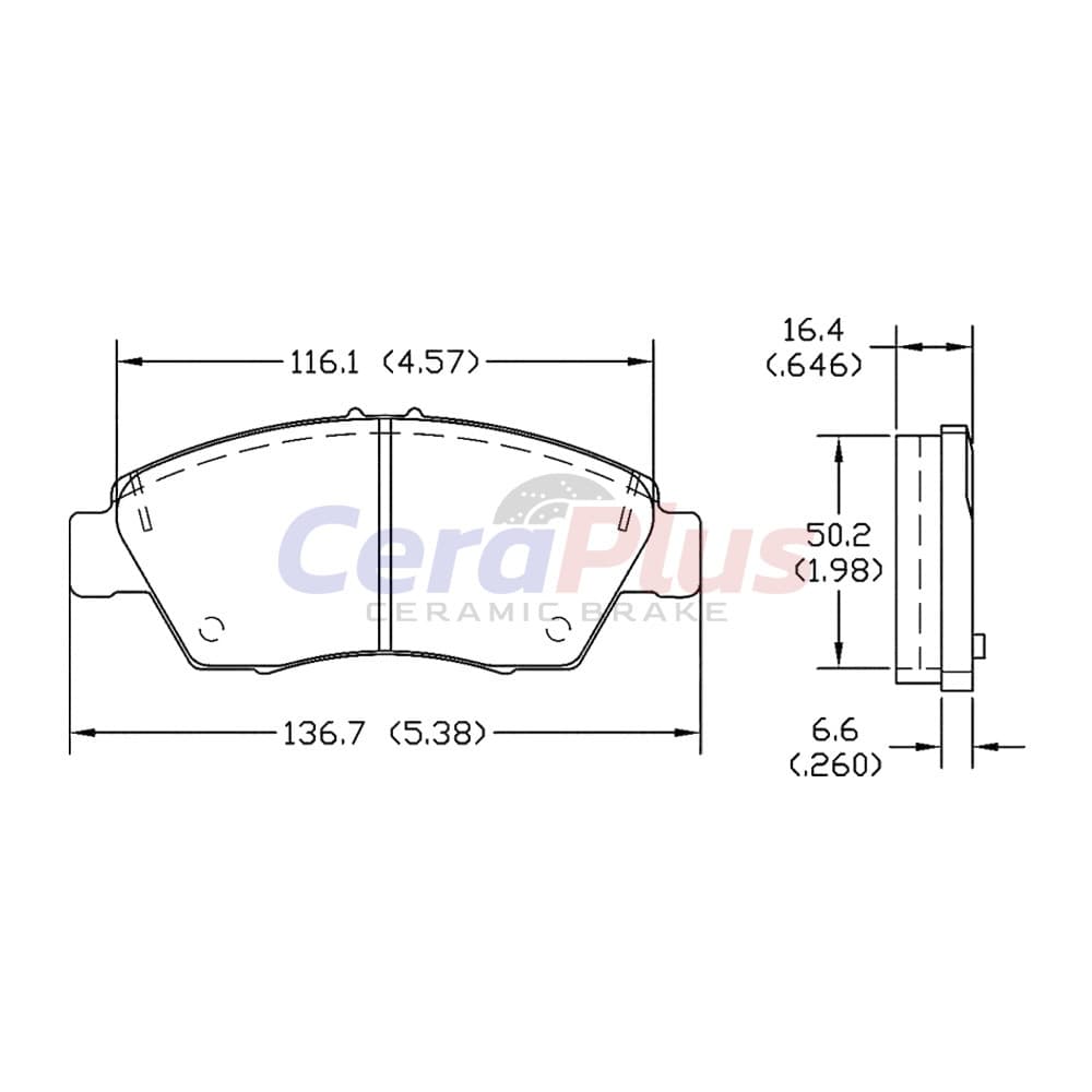 ผ้าเบรค CeraPlus HONDA CIVIC FD 1.8 2006-2012 CIVIC FB 1.8 S 2012-2015 ผ้าเบรคเซรามิค รูปที่ 2
