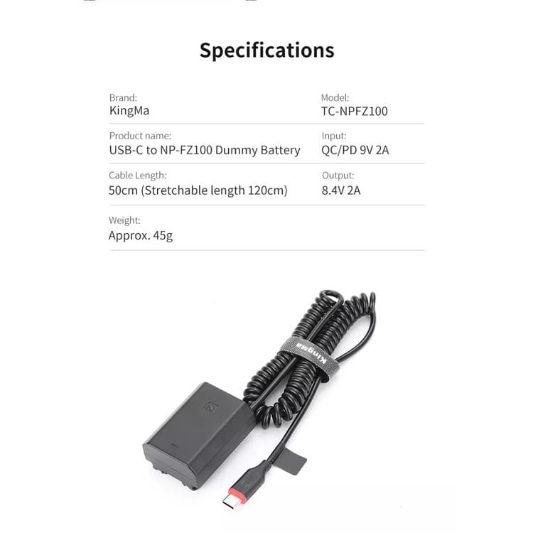 Kingma Dummy Battery Sony NP-FZ100 แบตไลฟ์สด DC Coupler แบตกระสือ รูปที่ 7