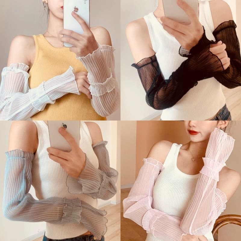 ถุงมือ lady fingerless สำหรับฤดูร้อน ป้องกันแสงแดด UV กันเหงื่อได้ดี รูปที่ 1