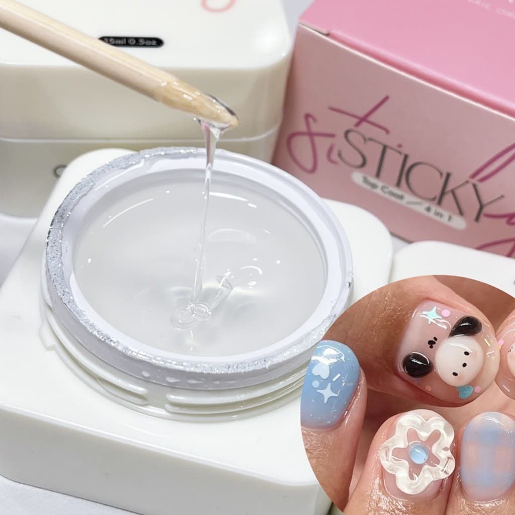 ORGANAIL Sticky Top Coat 4in1 ท็อปเนื้อหนาไม่ต้องเช็ดความเหนียว l ฮาร์ดเจล เจลติดอะไหล่ กระปุกชมพู รูปที่ 2