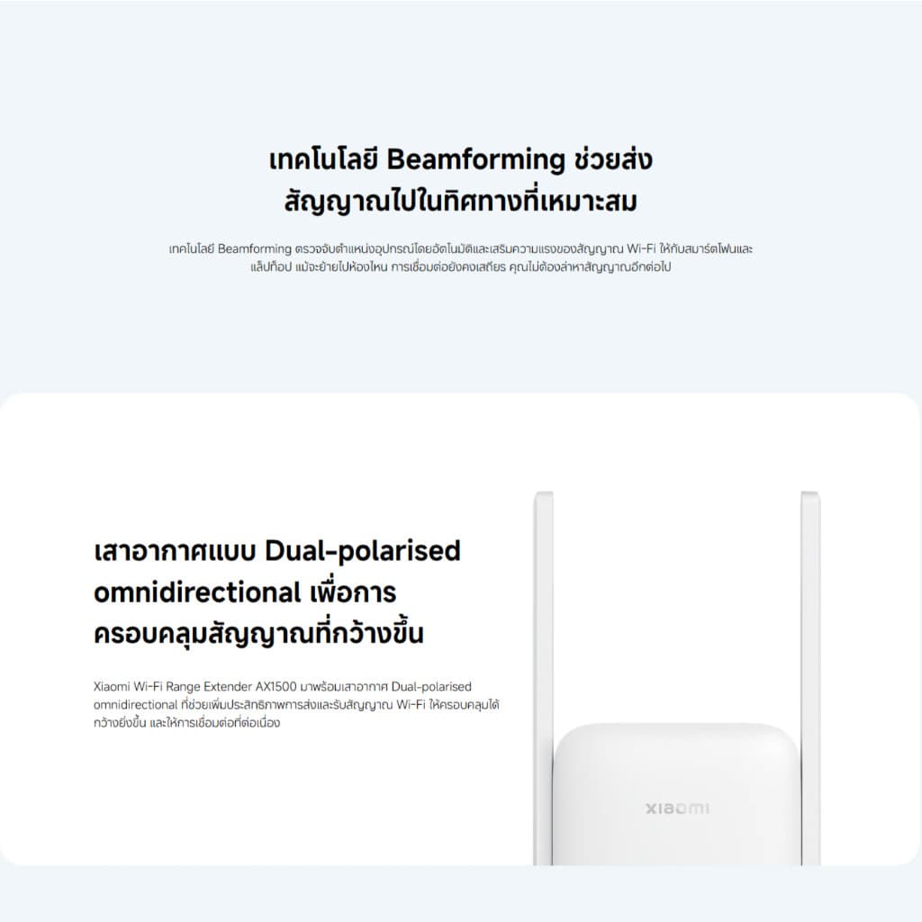 Xiaomi Wi-Fi Range Extender AX1500 ตัวขยายสัญญาณ | ความเร็ว 1501Mbps | พอร์ต Ethernet 10/100/1000 Mbps | Wi-Fi Amplifier รูปที่ 7