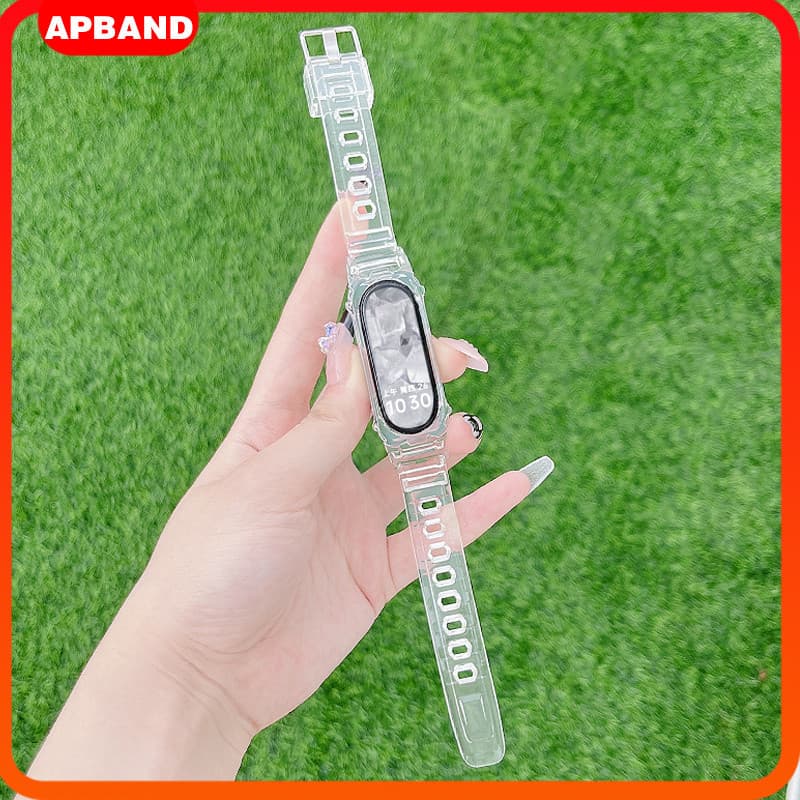 สายรัดกรณีโปร่งใส for Smartwatch Xiaomi Mi Band 10 9 8 NFC เข็มขัดป้องกันหน้าจอ อุปกรณ์เสริม สร้อยข้อมือ for MiBand 10 รูปที่ 1