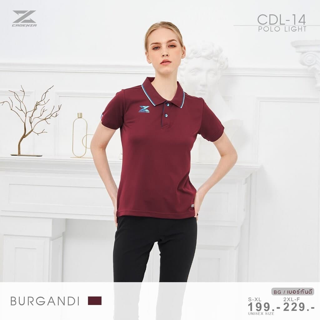 CADENZA เสื้อโปโลผู้หญิง เสื้อคอปก พรีเมี่ยม คาเดนซ่า รุ่น CDL-14Y สีแดง/เลือดหมู/เหลือง/ส้ม/น้ำเงิน รูปที่ 4