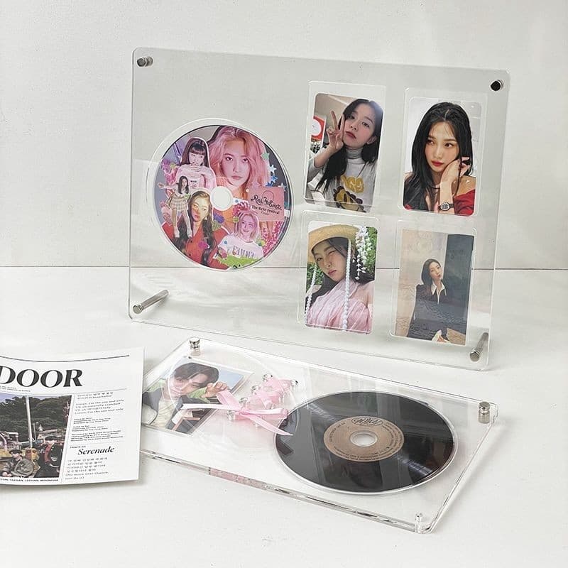 กรอบรูปอะคริลิค Kpop Photocard Stand Idol CD กรอบรูปการ์ด Protector กรอบจอแสดงผลเดสก์ท็อปตกแต่ง รูปที่ 3