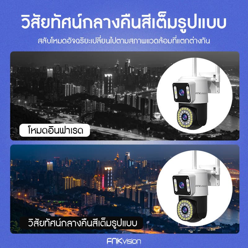 กล้องวงจรปิด YOOSEE หน้าจอคู่ 2กล้อง กันน้ำ IP67 กล้องวงจรปิดไร้สาย Full HD 8MP กลางคืนภาพสี กล้องวงจรปิดหมุนได้360° รูปที่ 8