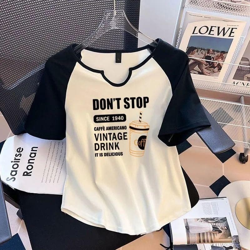 เสื้อยืดโอเวอร์ไซส์ Plus Size แขนสั้น Raglan พลัสไซส์ แฟชั่น พิมพ์ลายอเนกประสงค์ ทรงหลวม โอเวอร์ไซส์ ท็อปส์ซ รูปที่ 3