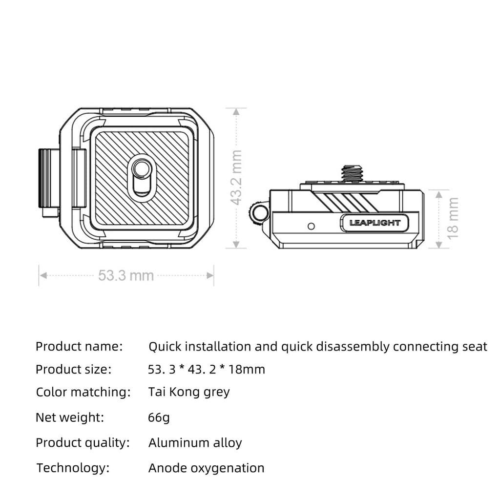 Leaplight All-Metal Arca Quick Release Kit กล้อง Quick Mount สําหรับ Dji Zhiyun Stabilizer ขาตั้งกล้องสไลด์ Rail Quick Mount ฐานหัวเข็มขัด รูปที่ 9
