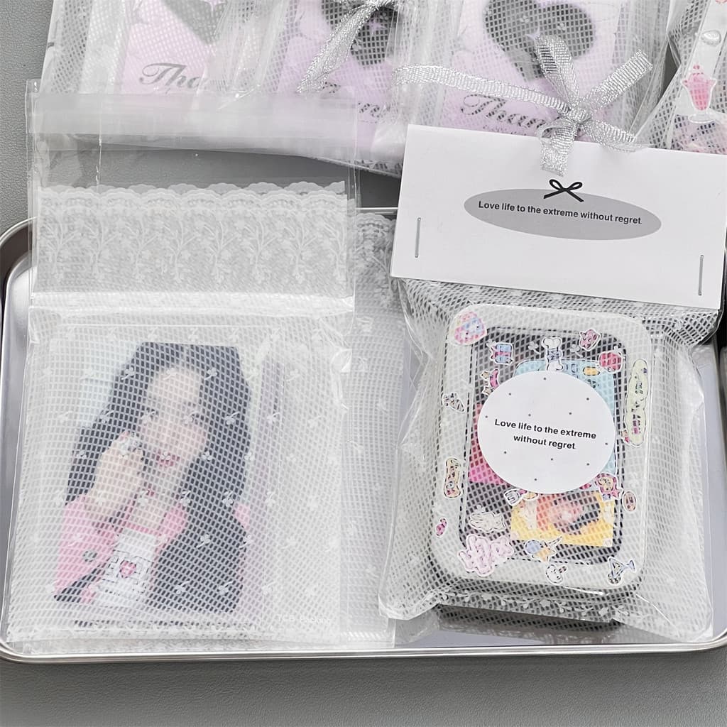 Ins ลูกไม้สีขาวถุงปิดผนึก Toploader Sleeves Photocard Self-กาวถุงบรรจุภัณฑ์วัสดุ รูปที่ 8