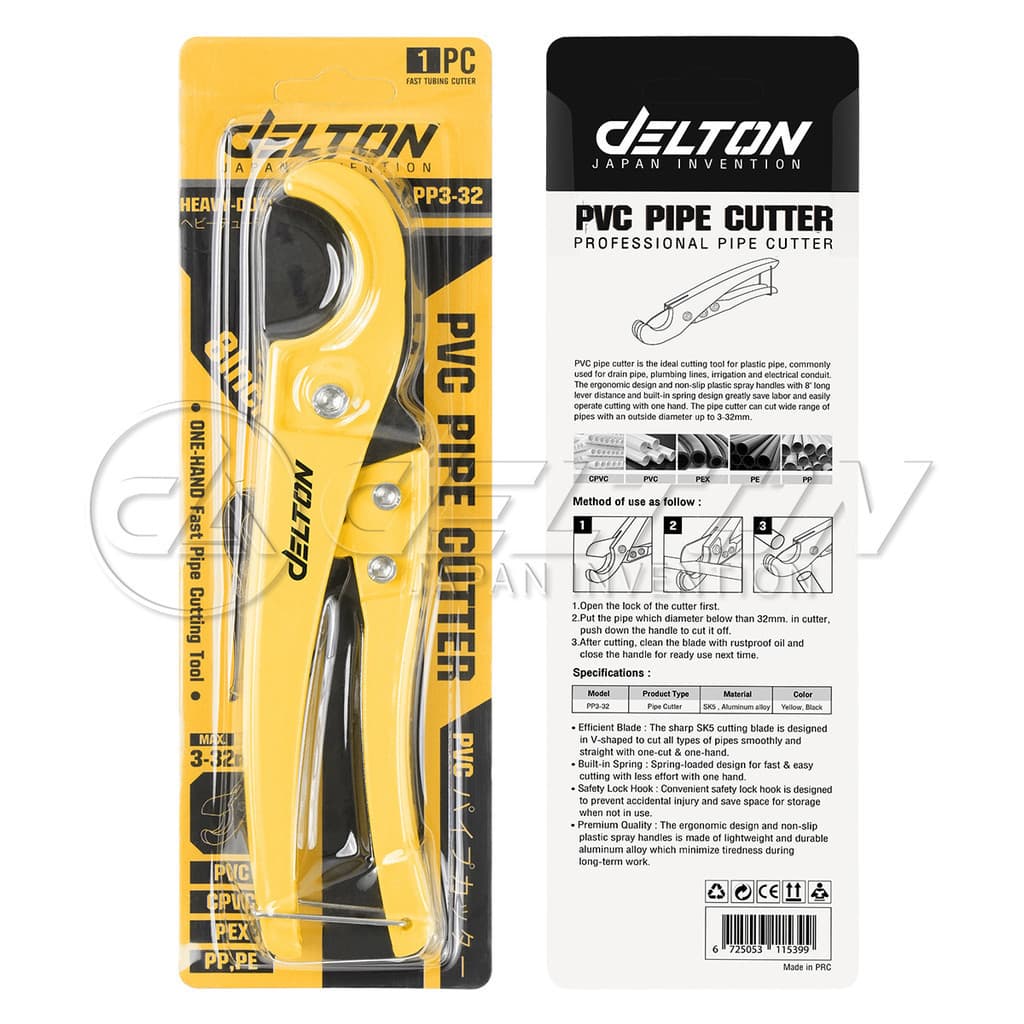 DELTON คีมตัดท่อ PVC กรรไกรตัดท่อตัดได้ 3-32 mm ใบมีด SK5 ตัดทีเดียวอยู่ PPR PVC Pipe Cutter ตัดพีวีซี รุ่น PP3-32 รูปที่ 8