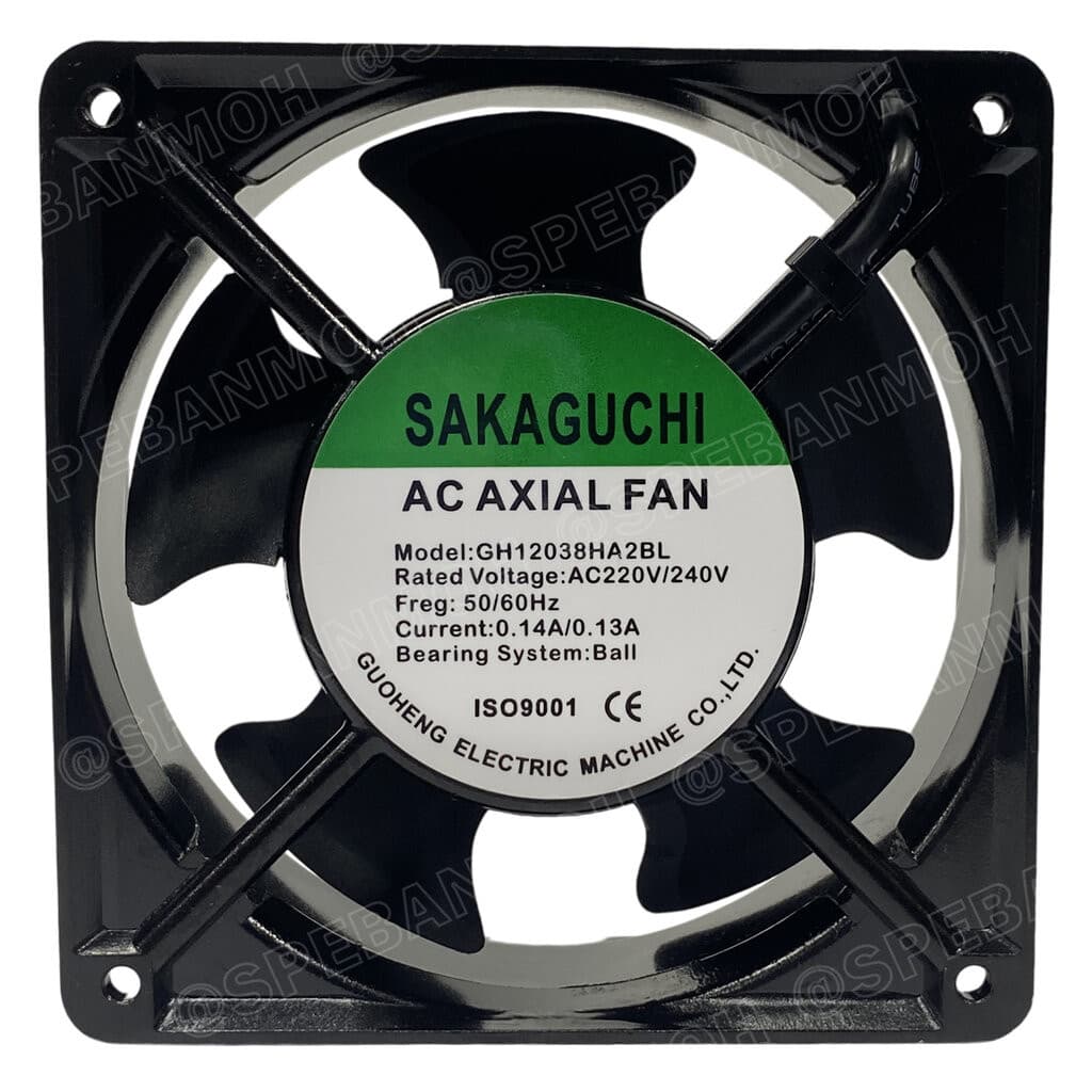 GH12038HA2BL 4.8 นิ้ว 220VAC 12038 พัดลมระบายอากาศ Axial Fan บอดี้เหล็ก พัดลมระบายอากาศ Sakaguchi พัดลมระบ... รูปที่ 2