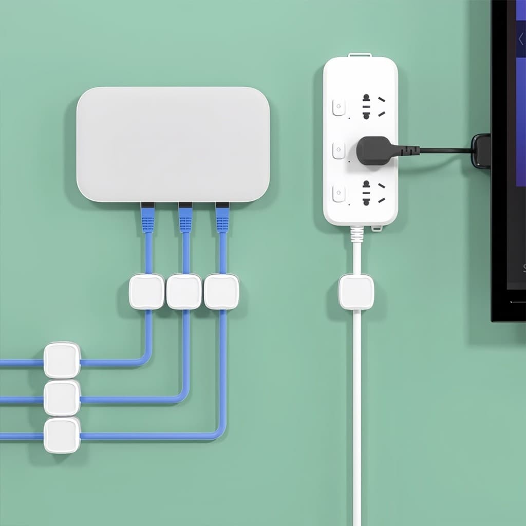 ที่เก็บสายชาร์จ ประเภทแม่เหล็ก สายไฟ อุปกรณ์จัดระเบียบสาย USB 6ชิ้น/แพ็ค ดำหรือขาว cable storage clip รูปที่ 5