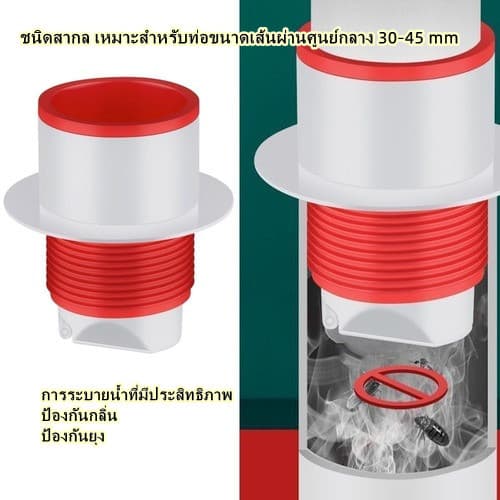 ยางปิดท่อ น้ำทิ้ง สายน้ำทิ้ง ยางปิดปลายท่อ ใช้ครอบ สวม ช่วย กันกลิ่น แมลง อุปกรณ์ประปาBuildCore รูปที่ 1