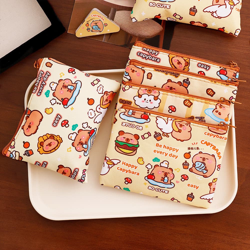 กระเป๋าใส่เหรียญ Capybara 13x10cm กระเป๋าซิป กันน้ำ กระเป๋าสตางค์มินิมอล G3515 รูปที่ 2