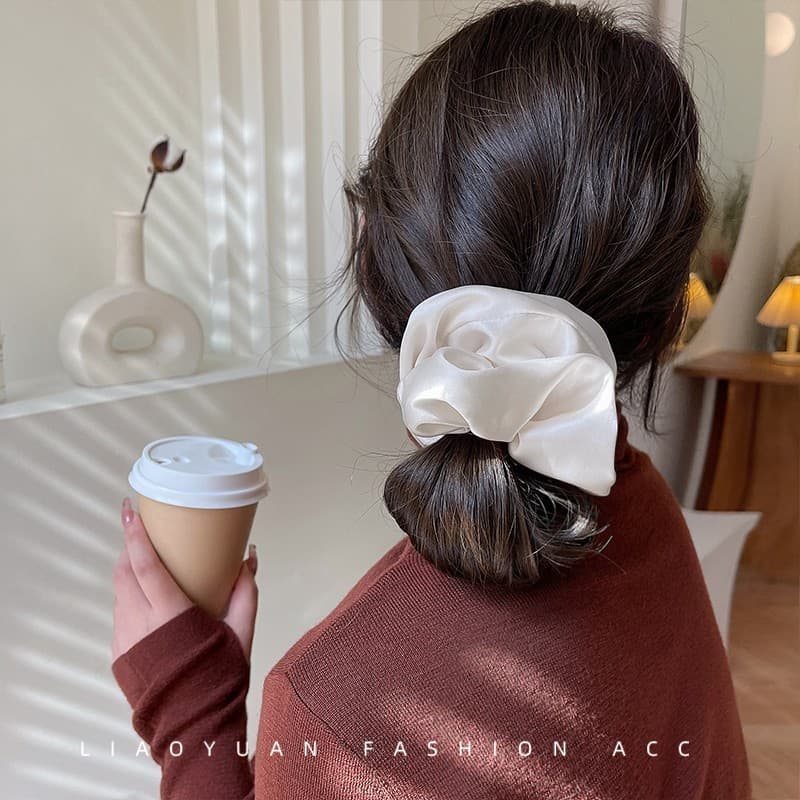 2024 ซาติน Scrunchy ผม Tie เกาหลีแถบคาดศีรษะหญิง Simple Headwear รูปที่ 9
