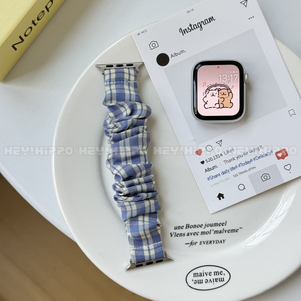 สายรัดแบบคาดศีรษะแบบกริดเหมาะสําหรับสมาร์ทวอทช์ซีรีส์ 10/9/8/7/6/SE/5/4 สายรัดยางยืดเหมาะสําหรับ iwatch 49/46/45/44/42/41/40/38 มม. รูปที่ 8