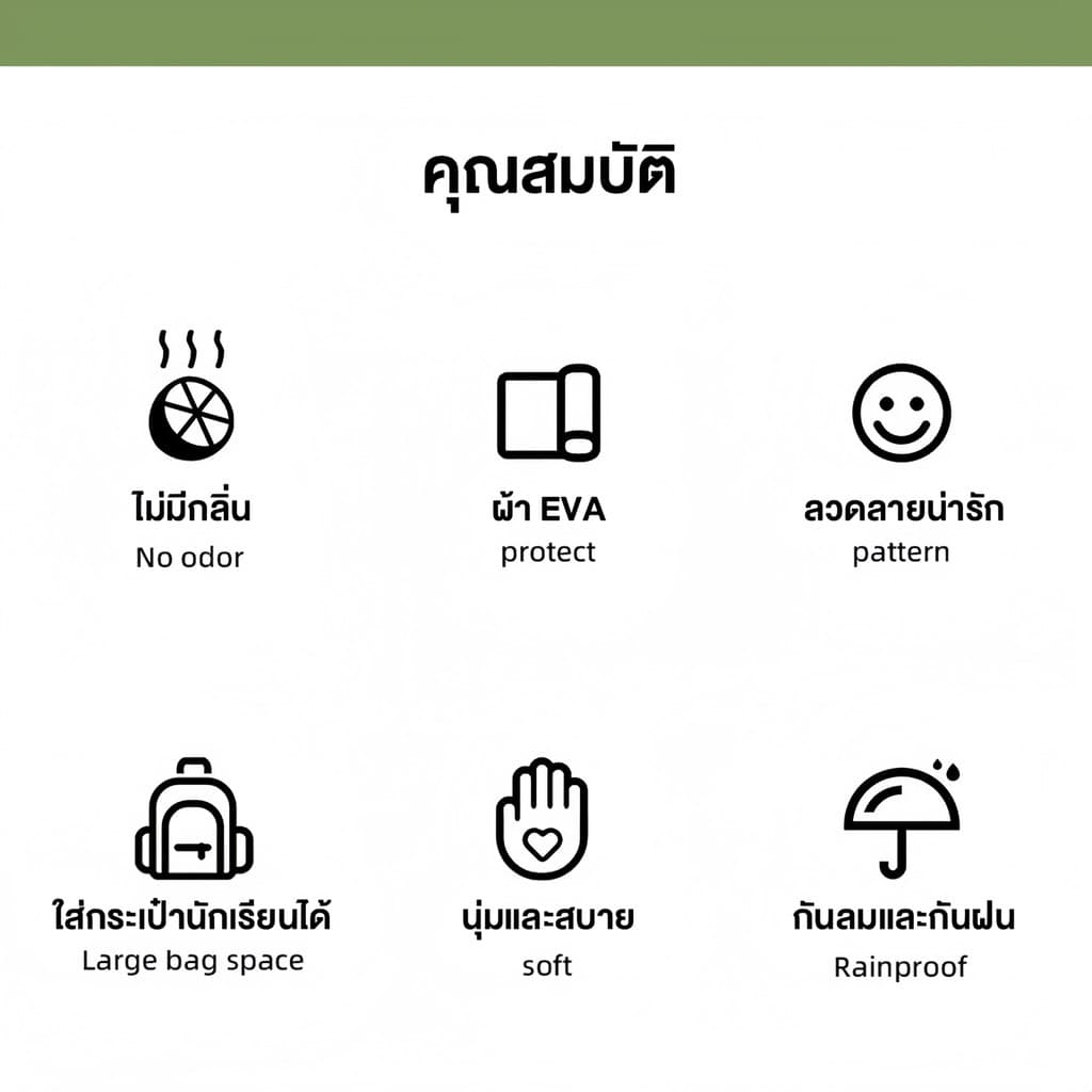 เสื้อกันฝน ชุดกันฝนเด็ก เสื้อกันฝนเด็ก นุ่มและสบาย มีช่องสะพายกระเป๋า หมวกปีกใหญ่ขึ้น แถบสะท้อนแสง ป้องกันกระเป๋า กันน้ำ รูปที่ 3