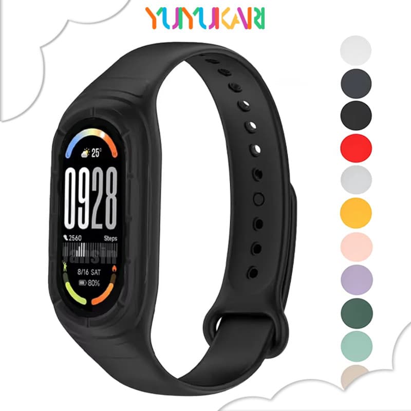 กรณีซิลิโคนสายรัดสำหรับ for Xiaomi Mi Band 10 9 8 กีฬายางวงครอบคลุมหน้าจอ อุปกรณ์เสริมสำหรับ for Mi Band 10/9/8 NFC รูปที่ 1