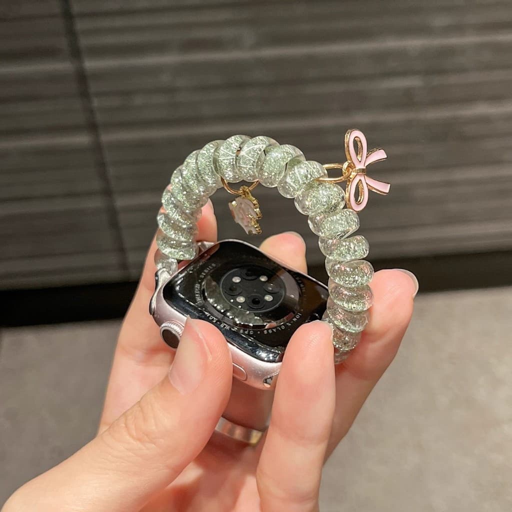 โบว์กระต่ายGlitterโทรศัพท์สายไฟผมสําหรับAmazfit Bip 6 Bip 5 5 Unity Bip 3 U Proสร้อยข้อมือสายคล้องคอสําหรับAmazfit Active 2 GTS 2 3 4 Miniยืดหยุ่นนาฬิกา รูปที่ 2