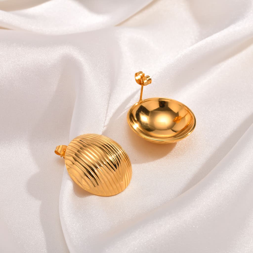 Vnox Vintage Geometric Stud ต่างหูสําหรับสาว,18K Gold Wave Line Square Texture โลหะ,สแตนเลสต่างหูเครื่องประดับ รูปที่ 6