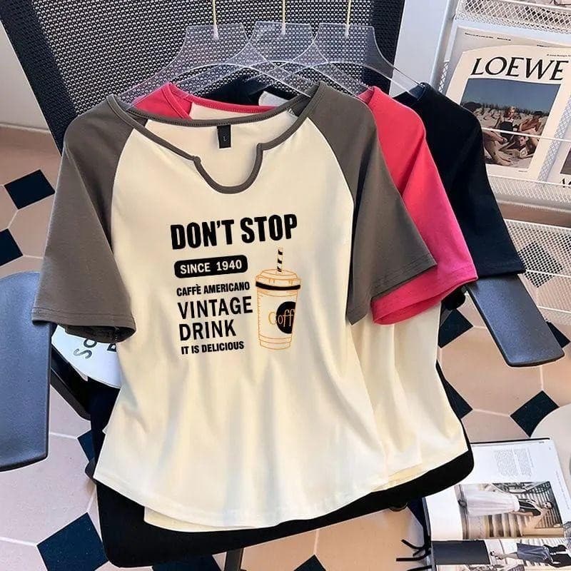 เสื้อยืดโอเวอร์ไซส์ Plus Size แขนสั้น Raglan พลัสไซส์ แฟชั่น พิมพ์ลายอเนกประสงค์ ทรงหลวม โอเวอร์ไซส์ ท็อปส์ซ รูปที่ 4