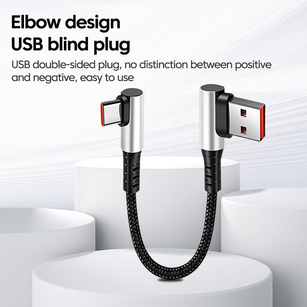 Elough 0.25M 0.5M ข้อศอก/ตรง USB ถึง Type C สาย 6A Fast Charging ประเภท C ถึง Type C PD Data สายไฟสั้นสําหรับ Power Bank โทรศัพท์มือถือ รูปที่ 6