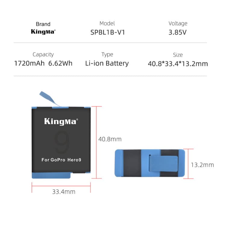 Kingma GoPro Hero12 / Hero11 / Hero10 / Hero 9 แบตเตอรี่ แท่นชาร์จ รูปที่ 8