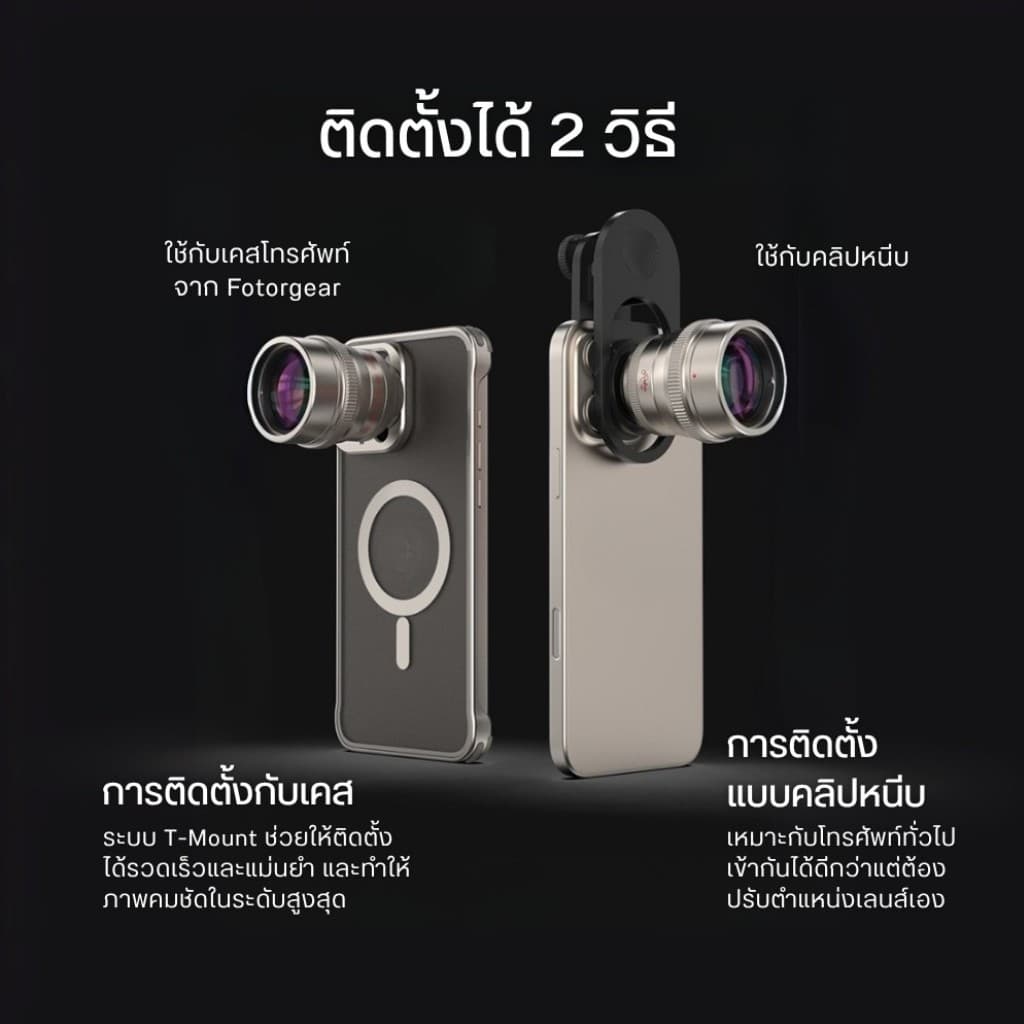 เลนส์ซูมมือถือ 2 เท่า Fotorgear 2X Telephoto Lens T-Mount ถ่ายนก ถ่ายคอนเสิร์ต ใช้กับกล้องซูมมือถือ รูปที่ 7