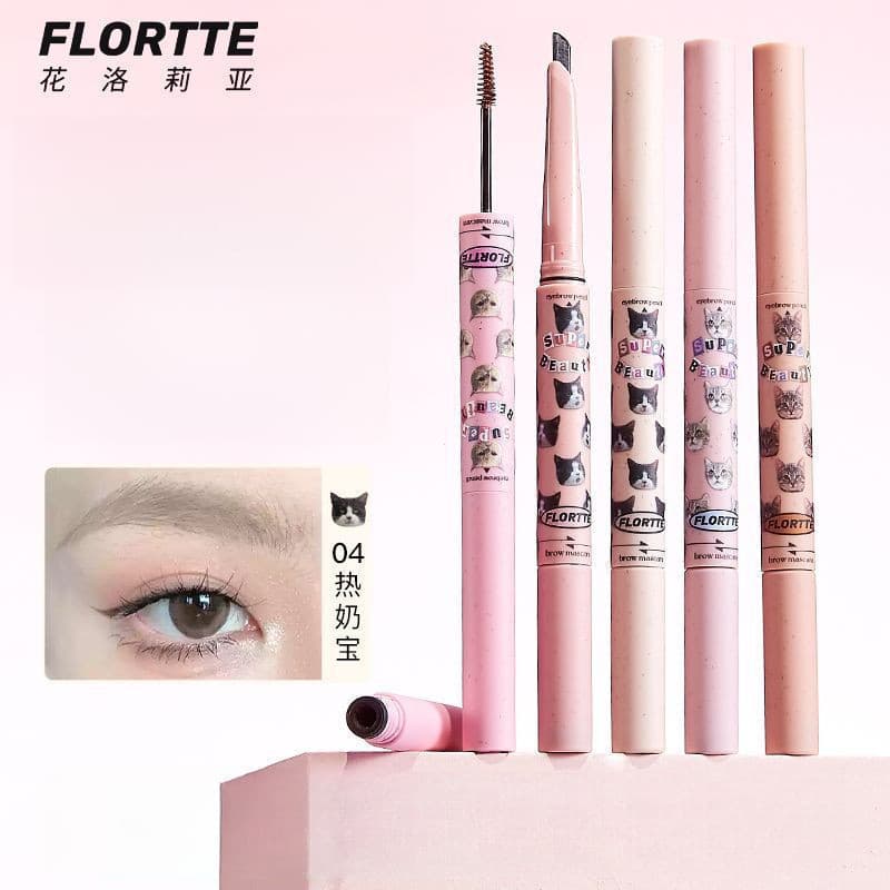 Flortte ดินสอเขียนคิ้ว Double-Headed Blade ดินสอเขียนคิ้ว Eyebrow Dyeing Paste Two-In-One ติดทนนานกันน้ํา Sweatproof Light สีไม่ Decolorization ดินสอเขียนคิ้ว รูปที่ 5