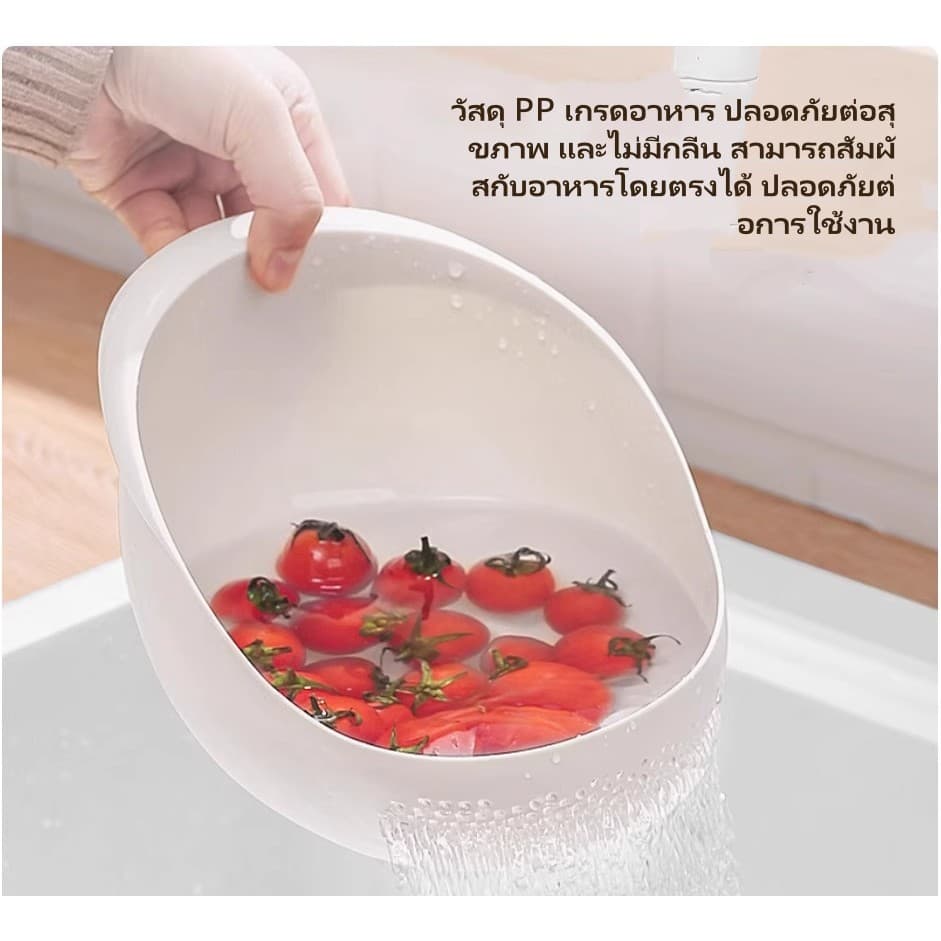 litai เครื่องล้างข้าว ตะแกรงล้างข้าว ที่ล้างผักพลาสติก ตะกร้าสะเด็ดน้ำ ตะกร้าล้างผักในครัว จานใส่ผลไม้ รูปที่ 4