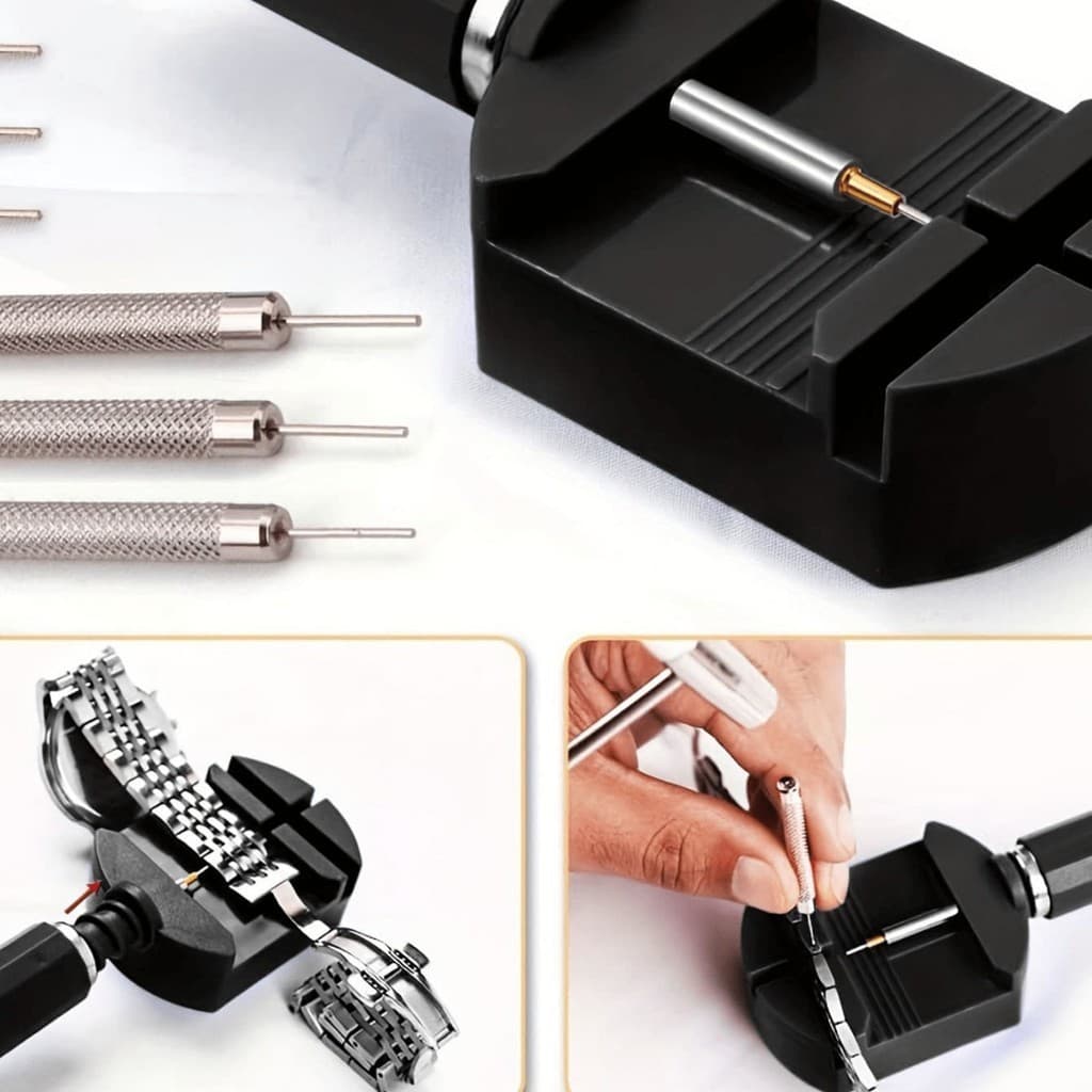 เครื่องมือปรับสายนาฬิกาแบบพกพา พร้อมหมุด 5 ชิ้น สําหรับถอดและปรับสายนาฬิกา ชุดซ่อมสายนาฬิกา รูปที่ 2