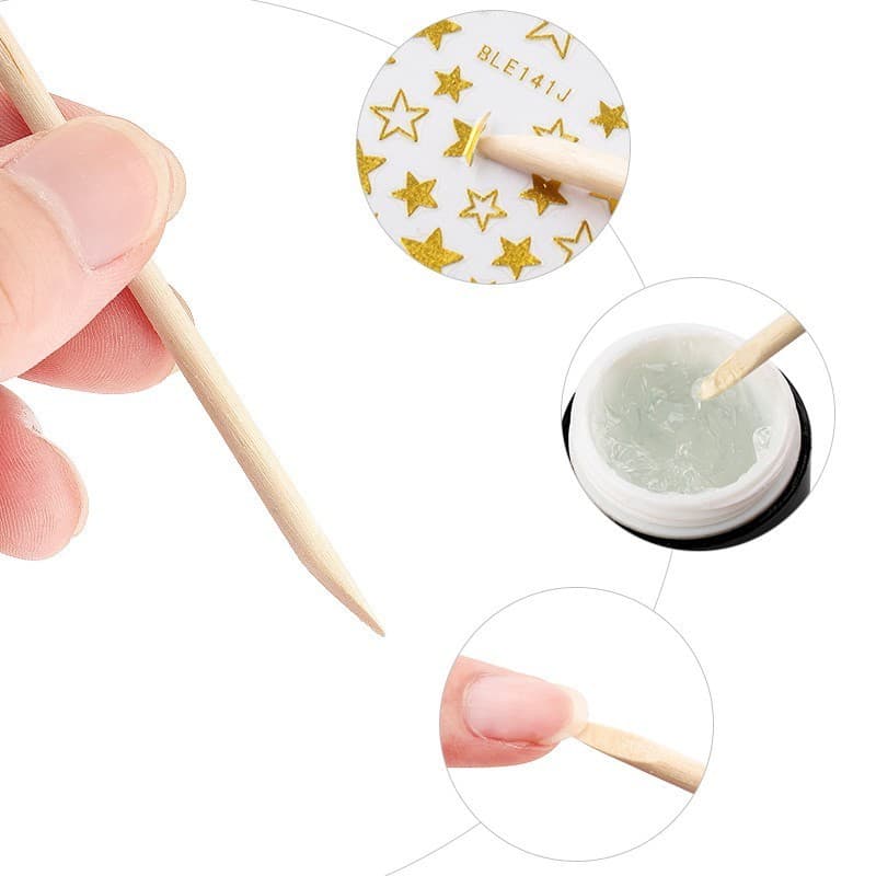 เล็บ Pusher เล็บเครื่องมือไม้ Sticks Cuticle Pusher Remover Rhinestones Dotting Removal Pedicure Care เครื่องมือ 50PCS KOUDAN รูปที่ 6