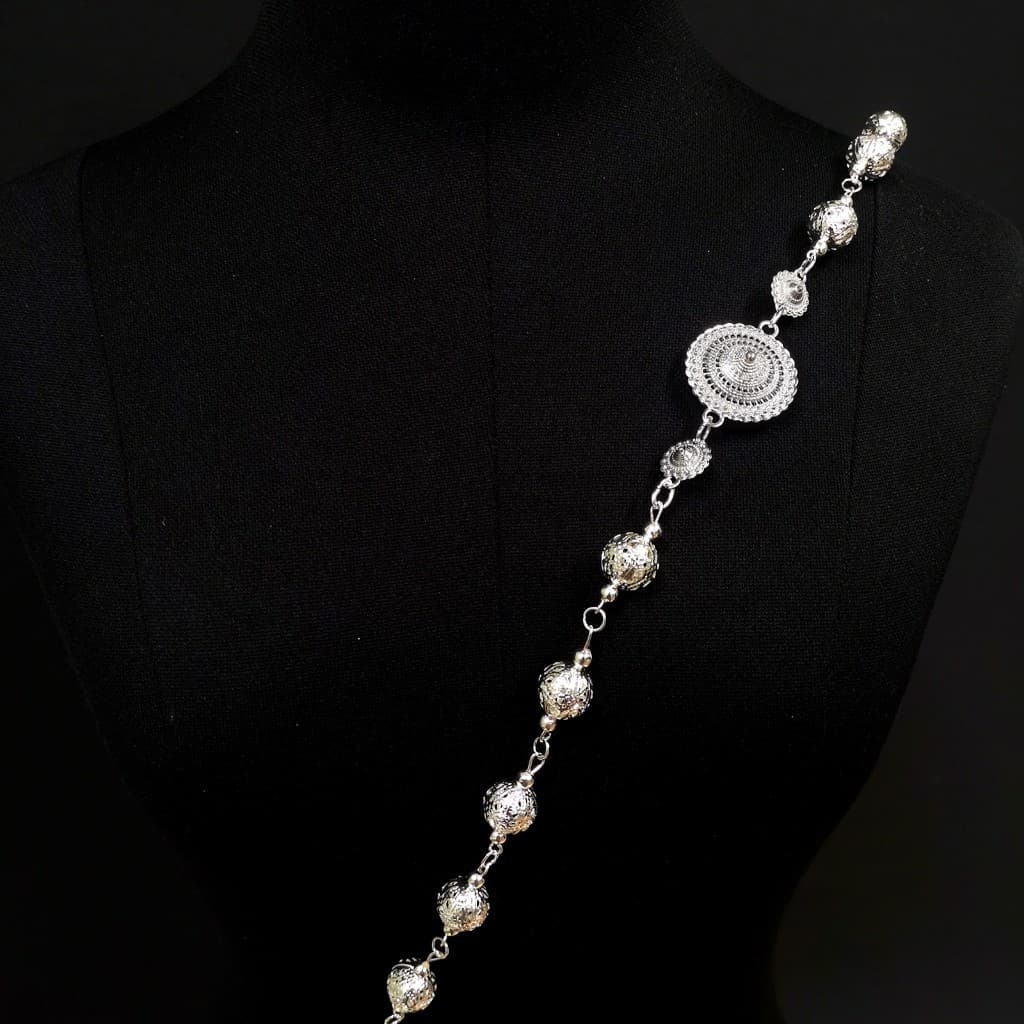 Vintage Jewelry สร้อย สังวาลย์ สีเงิน ชุดไทย สร้อยคอแฟชั่น ผู้ใหญ่ รูปที่ 6