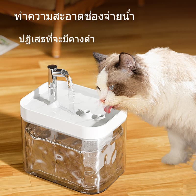 FOR_PET น้ำพุสัตว์เลี้ยง อัตโนมัติ น้ำพุแมวสัตว์เลี้ยงอัตโนมัติ กรองน้ำแมว เงียบ ไร้สายเซนเซอร์ การกรองที่ลึก อัจฉริยะ รูปที่ 3