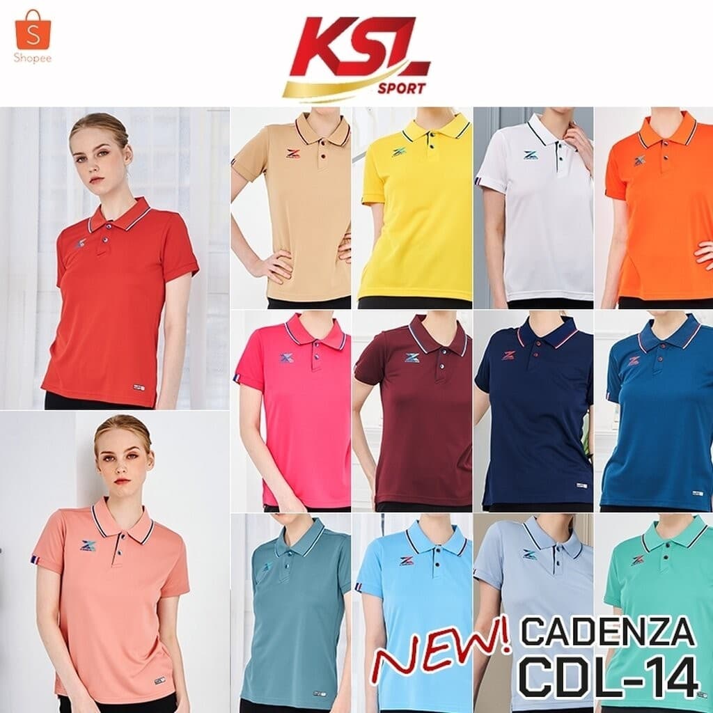CADENZA เสื้อโปโลผู้หญิง เสื้อคอปก พรีเมี่ยม คาเดนซ่า รุ่น CDL-14Y สีแดง/เลือดหมู/เหลือง/ส้ม/น้ำเงิน รูปที่ 1